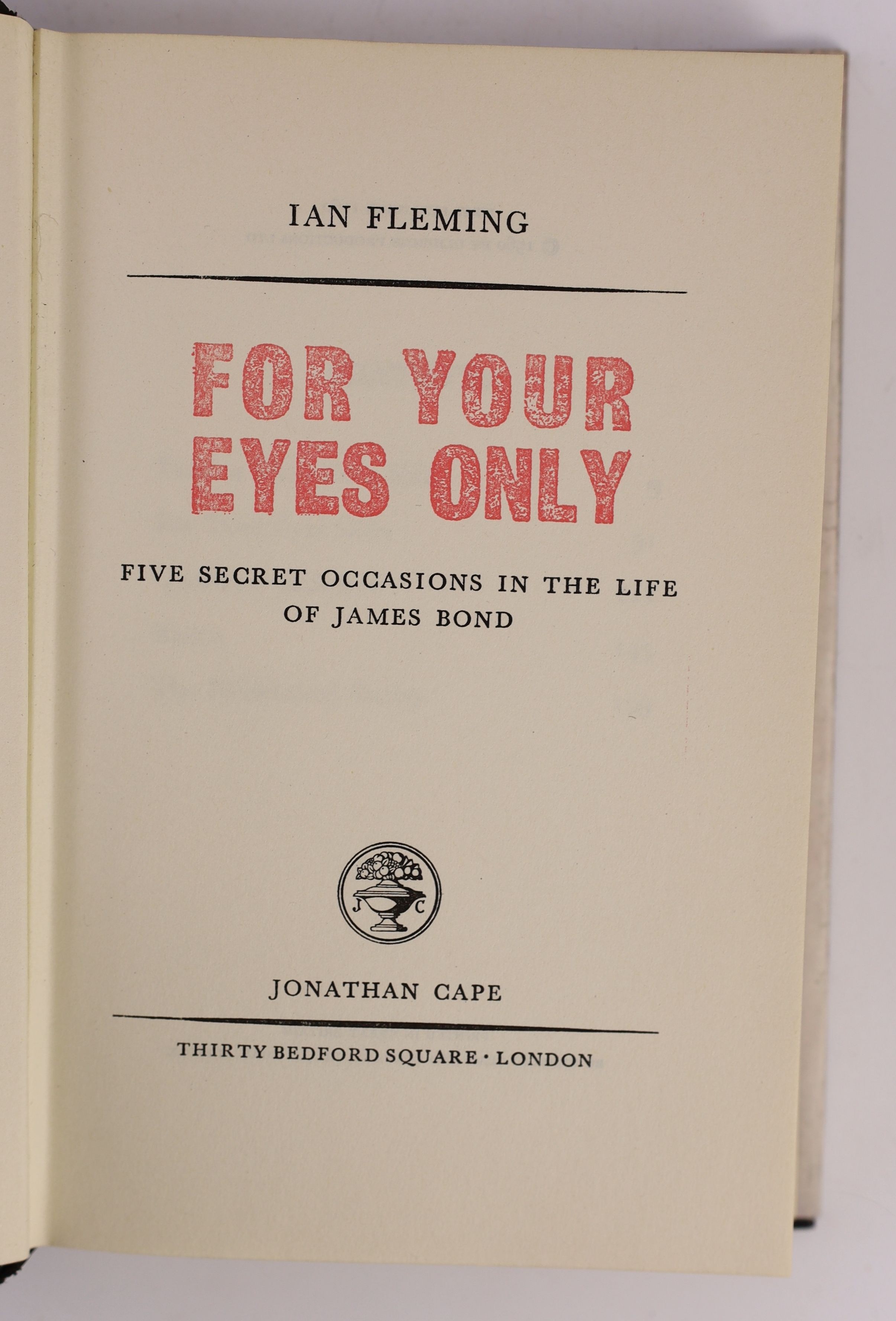 Fleming, Ian - 3 works:- From Russia with Love, 8vo, cloth, 1957; For Your Eyes Only, with facsimile d/j, 1960 and The Golden Gun, with facsimile d/j, 1965